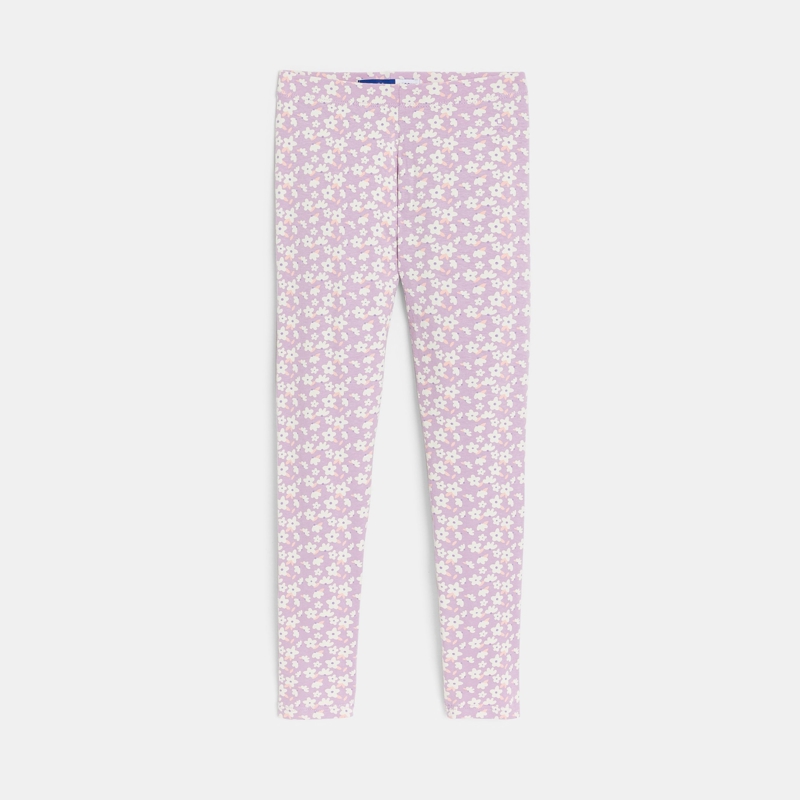 Lange pastellmauve Leggings mit Aufdruck Mädchen