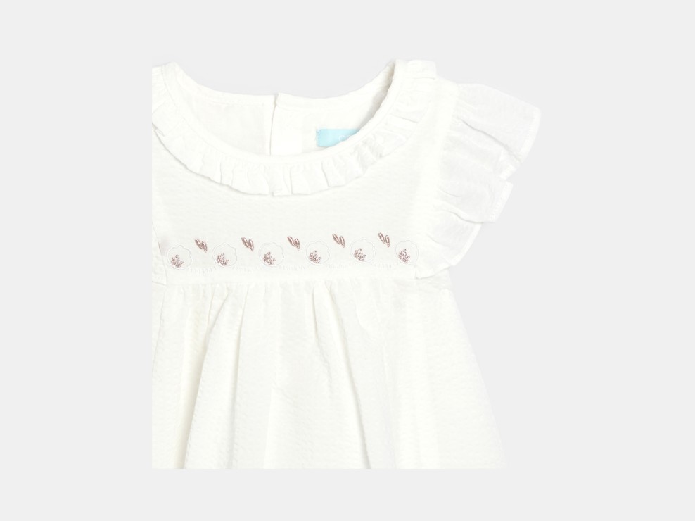 Witte feestelijke jurk met ruches voor babymeisjes 2