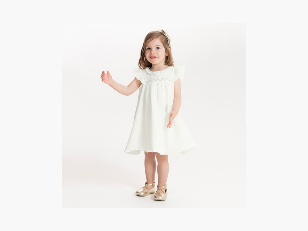 Robe de cérémonie à volants blanc bébé fille 1
