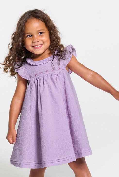 Vestido de ceremonia con volantes malva bebé niña 1