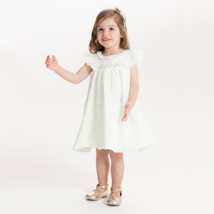 Robe de cérémonie à volants blanc bébé fille 1