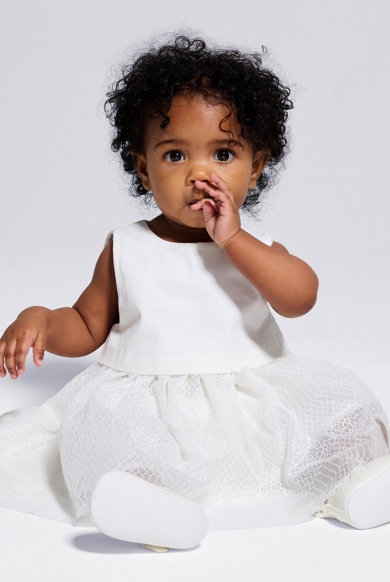 Robe chic 2 en 1 dentelle blanc bébé fille