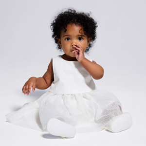 Robe chic 2 en 1 dentelle blanc bébé fille 1