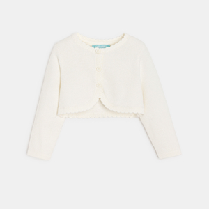 Boléro maille tricot blanc bébé fille 1