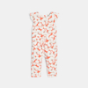 Combi longue jersey fleurie orange bébé fille