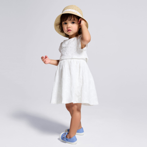 Robe de cérémonie popeline fleurie blanc bébé fille 1