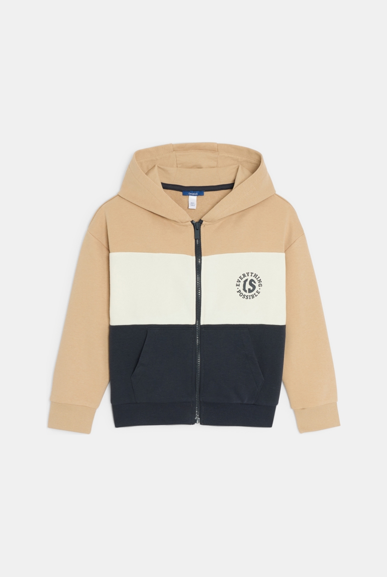 Sudadera colorblock beige niño 1