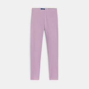 Legging long en jersey côtelé mauve Fille 1