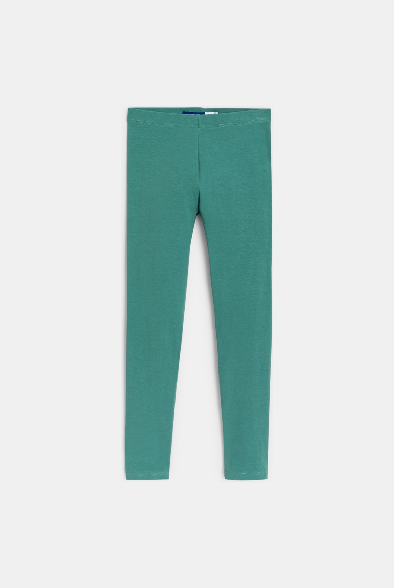 Leggings longs en jersey vert Fille 1