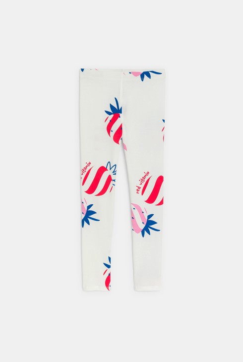Girl's white textured floral print leggings 2