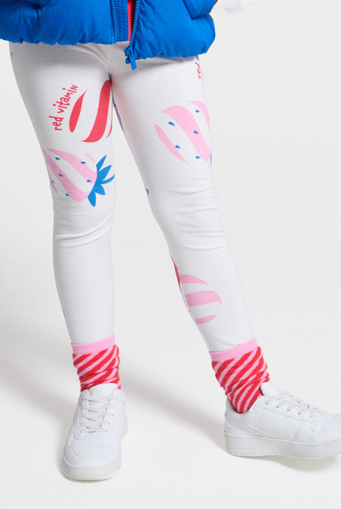 Modische weiße Leggings mit Aufdruck für Mädchen 2