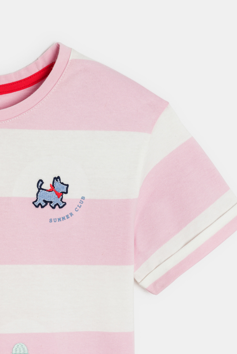Rosa T-Shirt mit Streifen und Motiven Mädchen Chipie