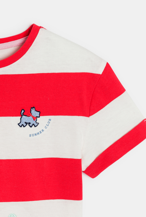 Rotes T-Shirt mit Streifen und Motiven Mädchen Chipie