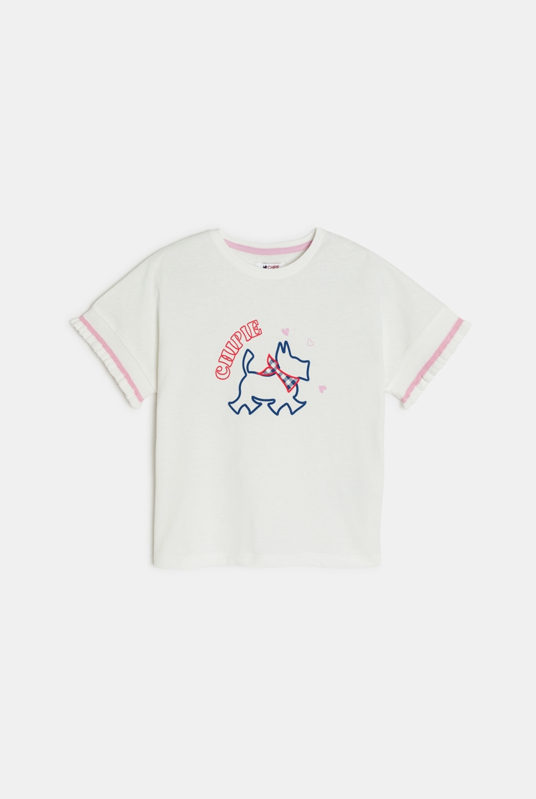 T-shirt à volants blanc fille Chipie 1