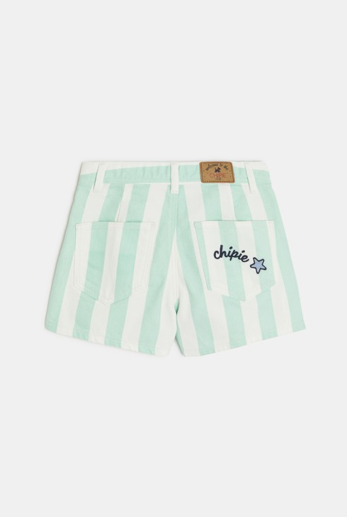 Zielone spódnico-szorty z dżinsu w paski Chipie dla dziewczynki 2
