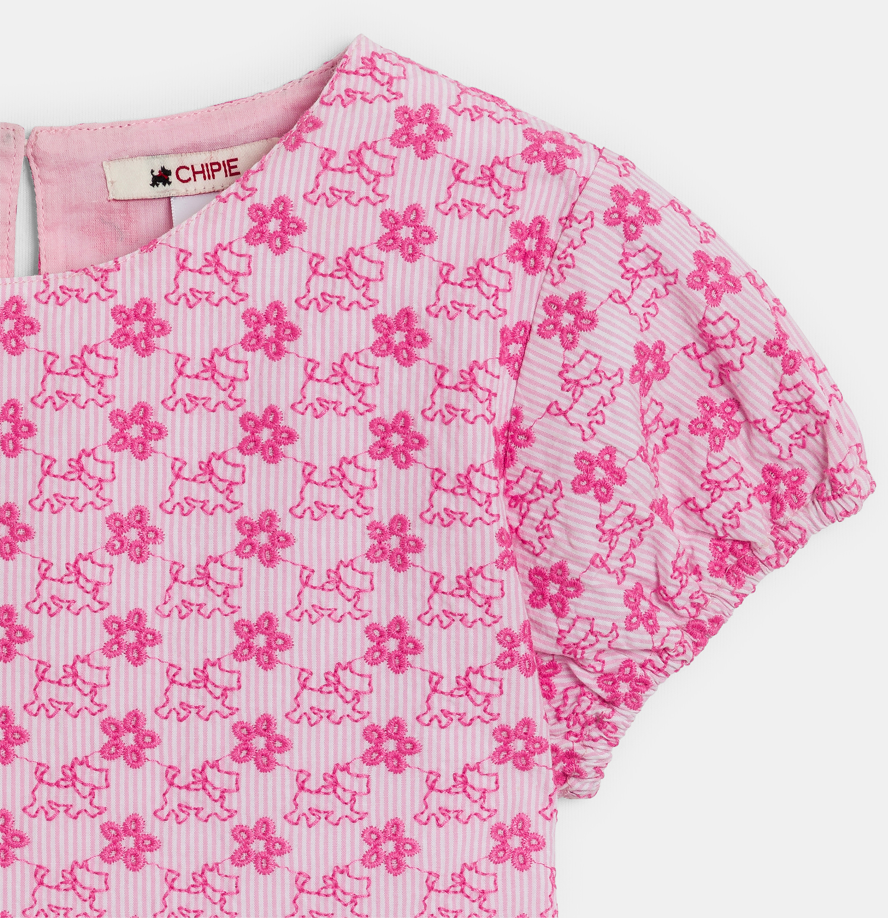 Gestreiftes rosa Kleid mit Scottish Terrier für Mädchen Chipie 2