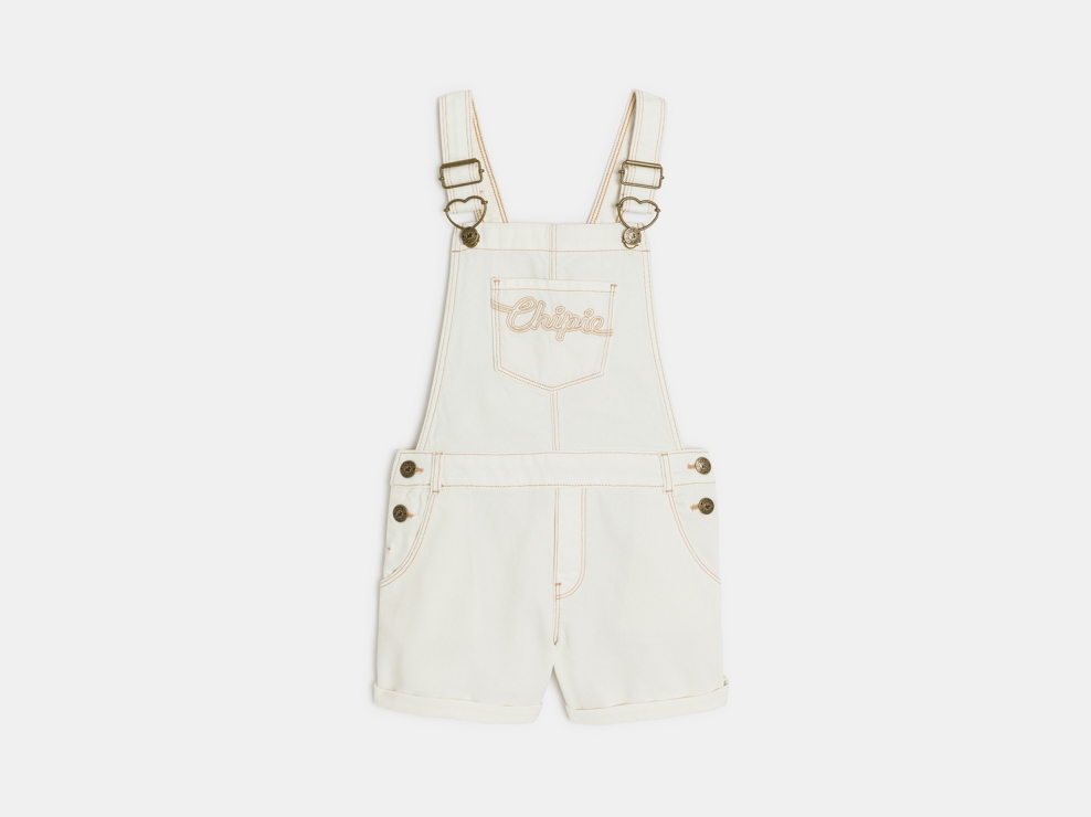 Kurze weiße Latzhose aus Denim Mädchen Chipie 1
