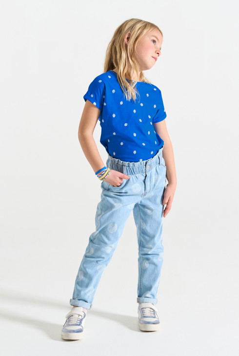 Blaues Kurzarm-T-Shirt mit Erdbeermotiv für Mädchen 2