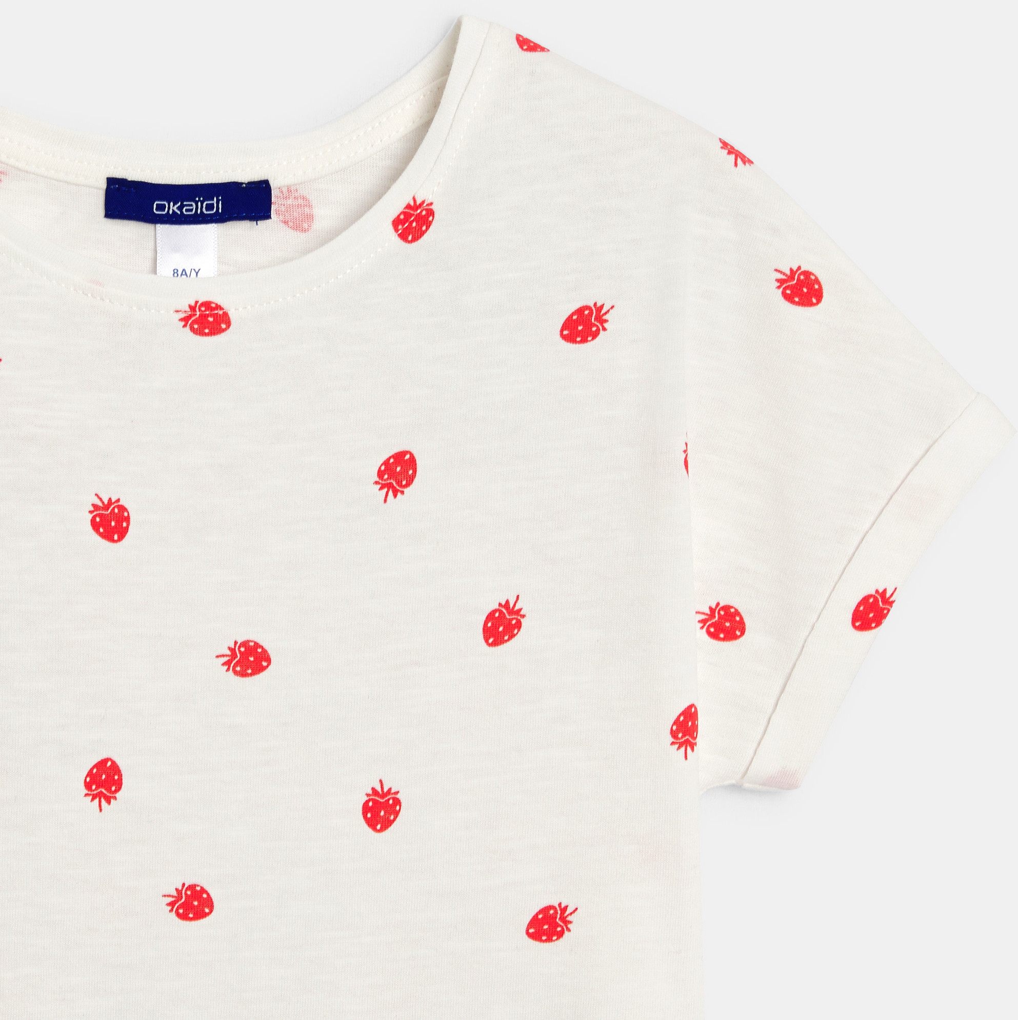 Bijela majica kratkih rukava s motivom jagoda za djevojčice 2
