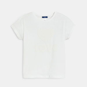 Girl's white love slogan T-shirt 1