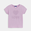 T-shirt à message love mauve Fille