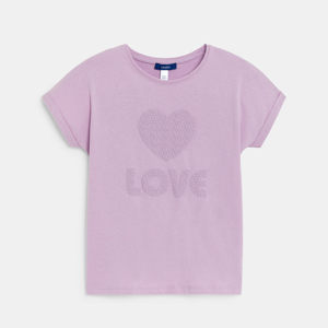 Camiseta con mensaje love malva niña 1