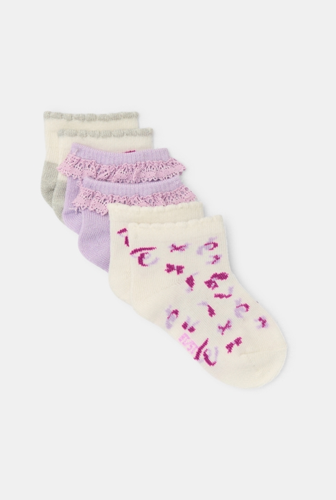 Baby girl's mauve bow print socks (set of 3) 1