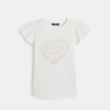 T-shirt manches papillon motif cœur blanc Fille