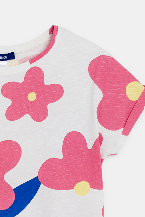 Weißes Kurzarm-T-Shirt mit Aufdruck für Mädchen