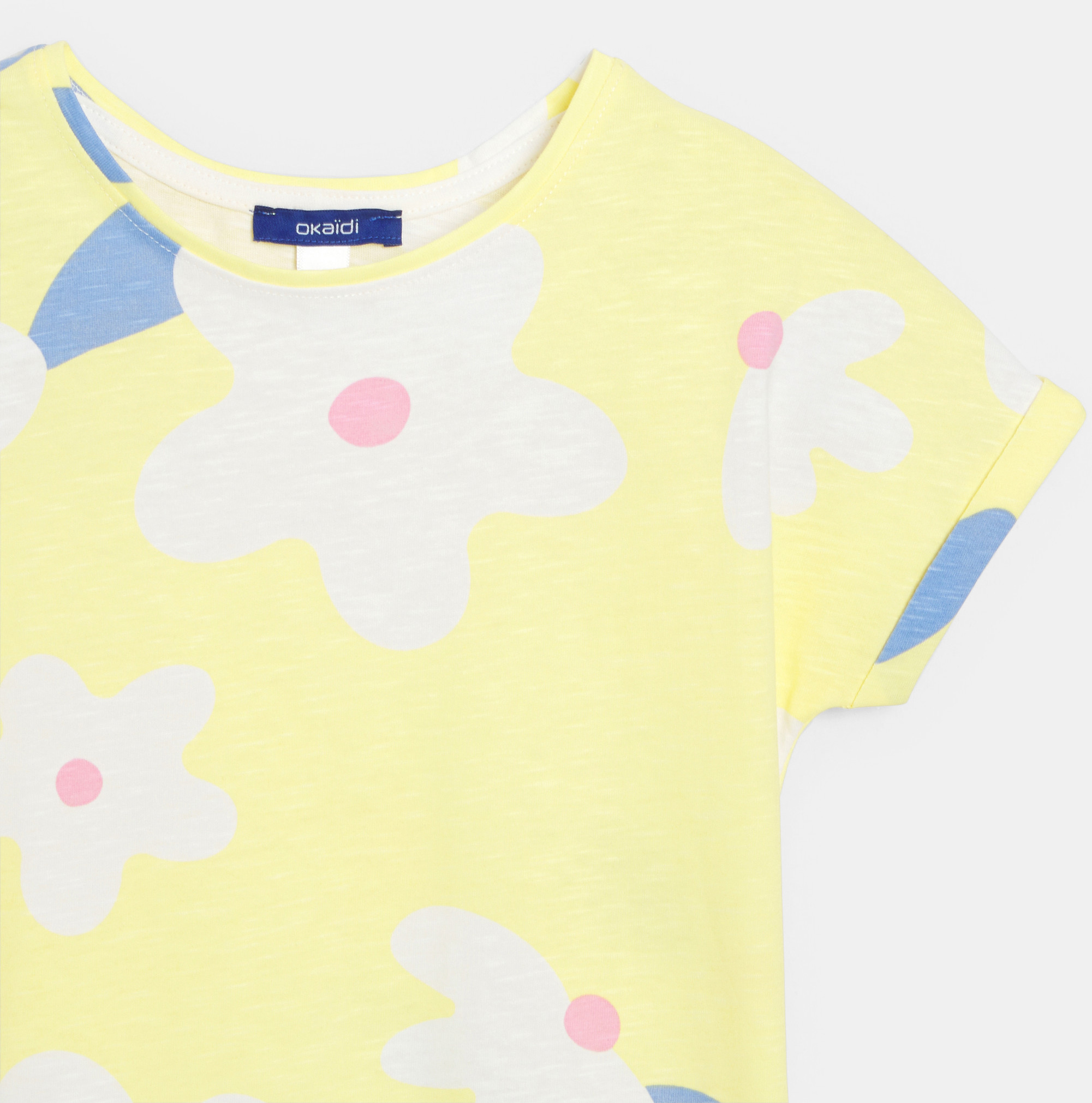 T-shirt manches courtes imprimé jaune Fille 2