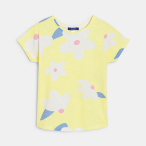 T-shirt manches courtes imprimé jaune Fille 1