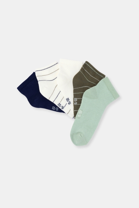 Baby boy's multicoloured plain and striped ankle socks (pack of 5) 1