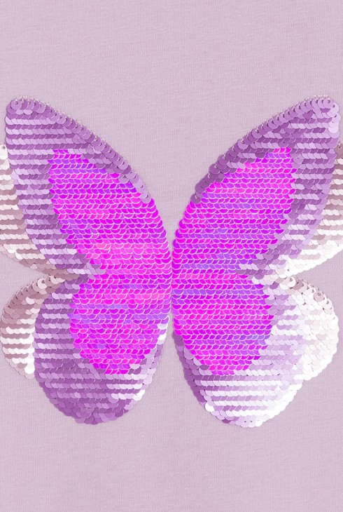 Ljubičasta majica kratkih rukava s leptirom od čarobnh šljokica za djevojčice 2