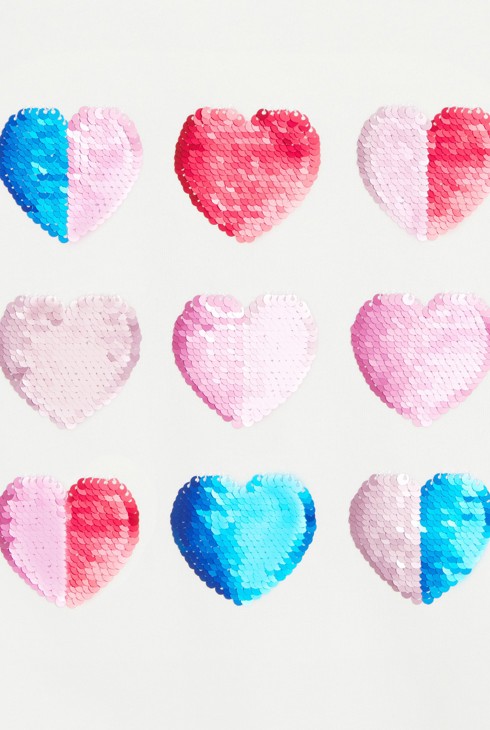 Bijela majica kratkih rukava sa srcem od čarobnih šljokica za djevojčice 2