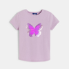 T-shirt manches courtes à sequins magiques papillon mauve Fille