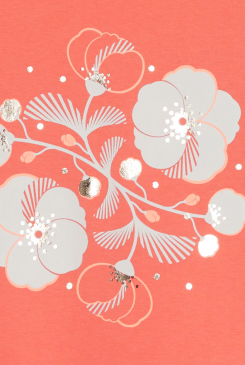 T-shirt manches papillon motif irisé orange Fille 2