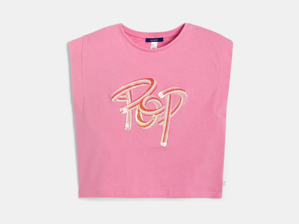 T-shirt à message pop rose Fille 1