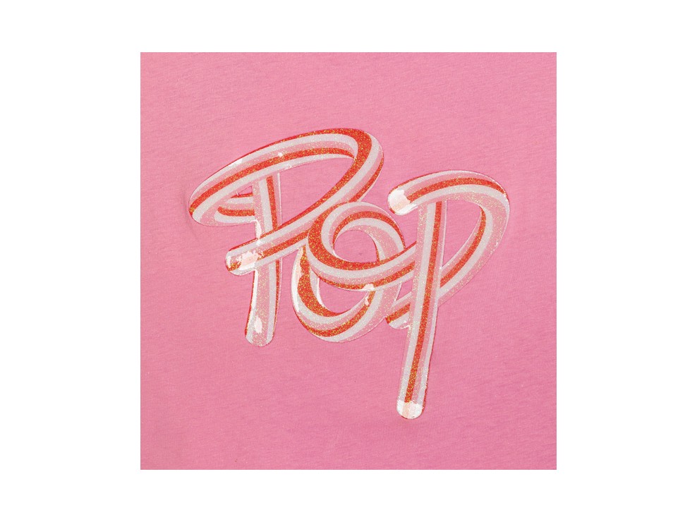 Rosa T-Shirt mit Pop-Schriftzug für Mädchen 2