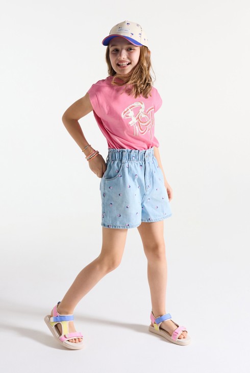 Camiseta con mensaje pop rosa niña 1