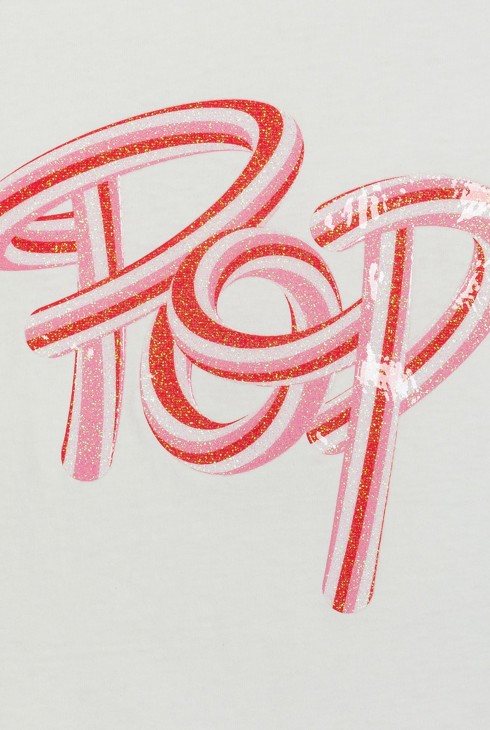 Weißes T-Shirt mit Pop-Schriftzug für Mädchen 2