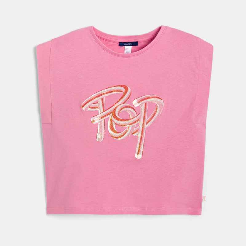 Rosa T-Shirt mit Pop-Schriftzug für Mädchen