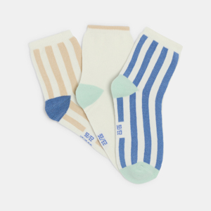 Chaussettes rayées beige bébé garçon 1