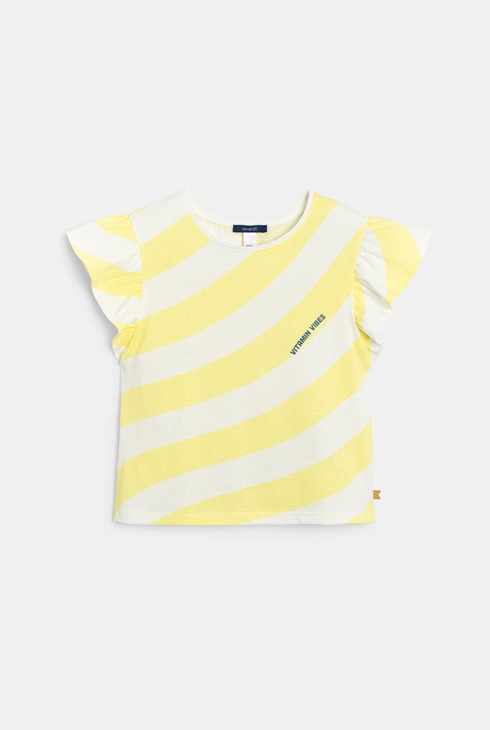 Girl's yellow striped short-sleeve T-shirt 2