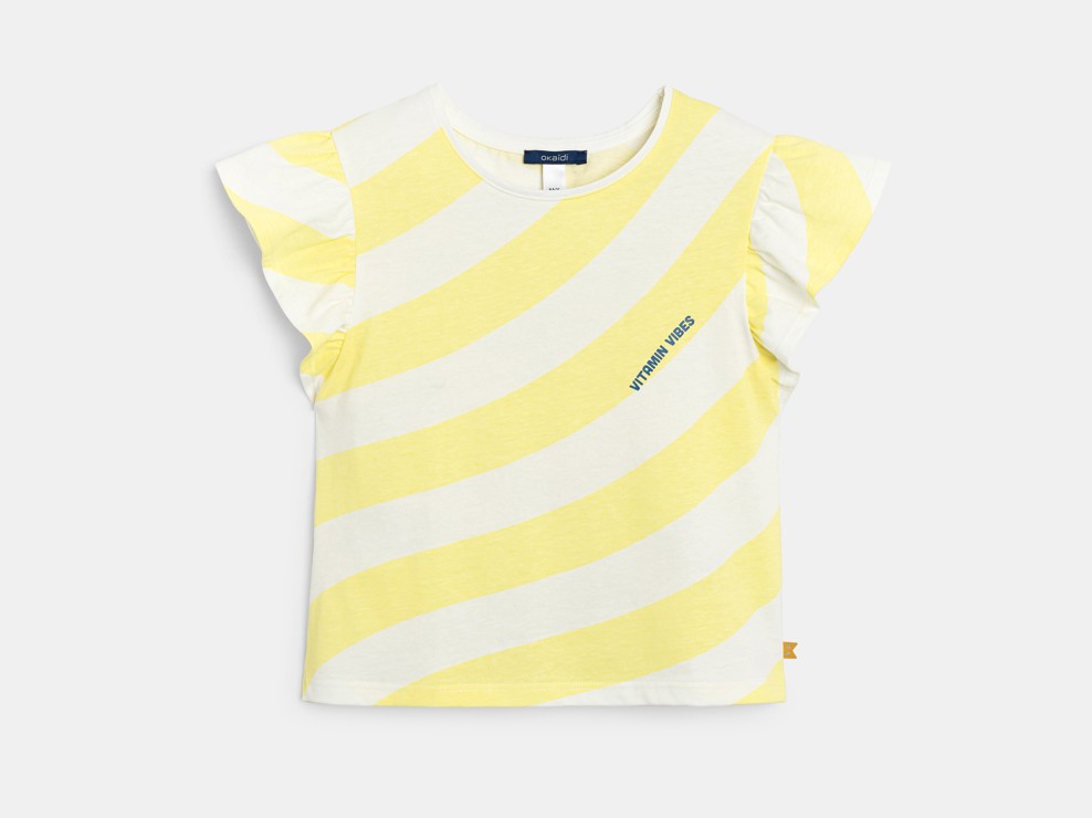 Camiseta de rayas de manga corta amarillo niña 2