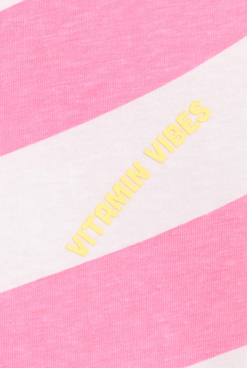 Girl's pink striped short-sleeve T-shirt 2