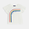 T-shirt manches courtes arc-en-ciel blanc Fille