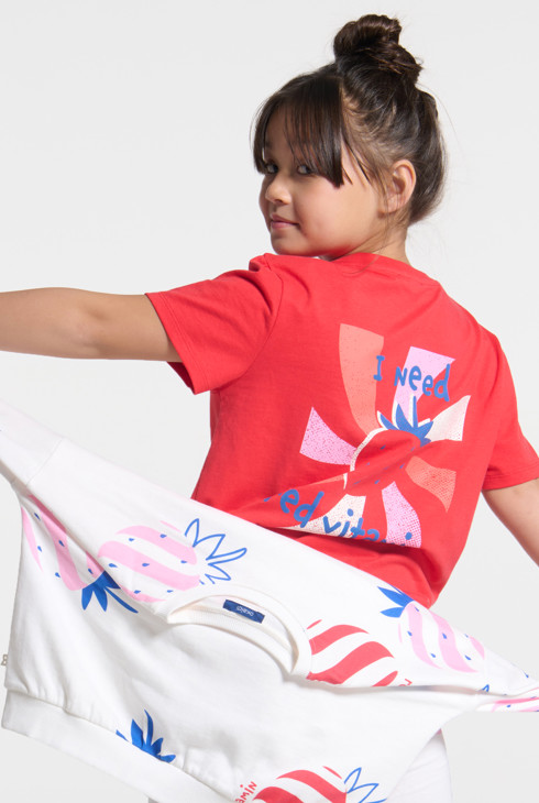 Rotes Kurzarm-T-Shirt mit Erdbeermotiv für Mädchen 1