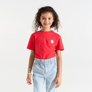 T-shirt manches courtes motif fraise rouge Fille 1