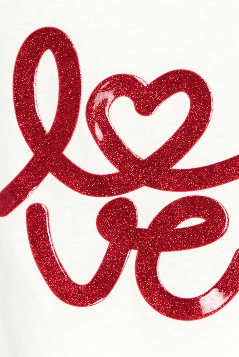 T-shirt manches courtes message love blanc Fille 2