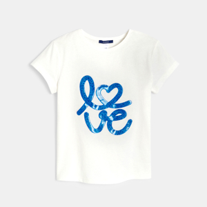 Wit T-shirt met korte mouwen en woord 'love' voor meisjes 1